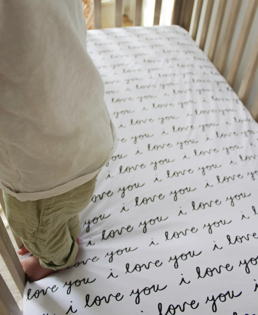 "I Love You" Mini Crib Fitted Sheet