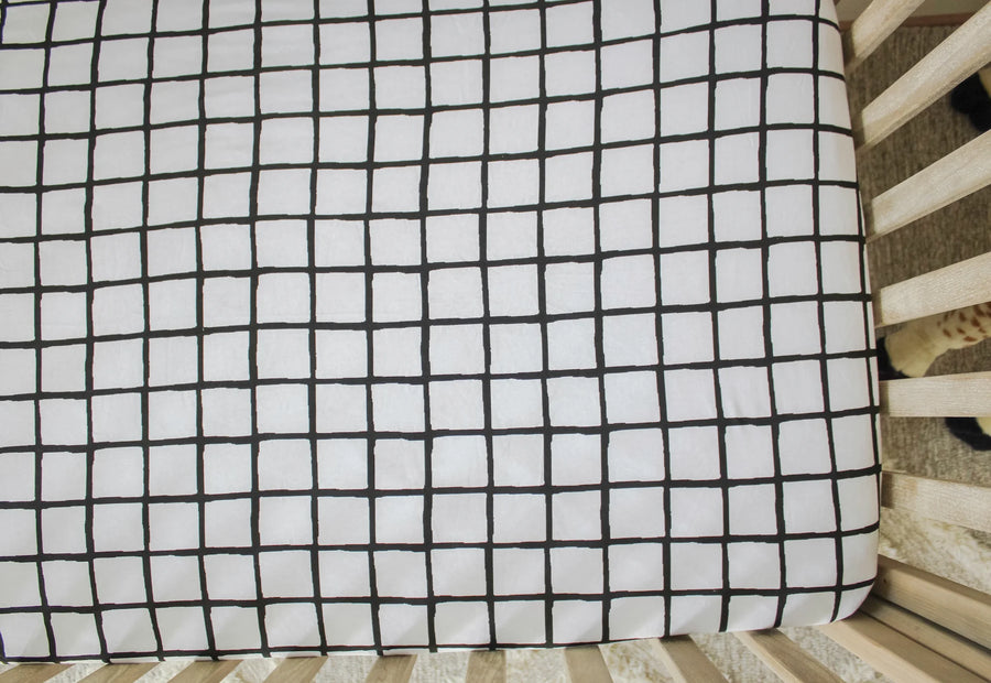 Modern Grid Fitted Mini Crib Sheet