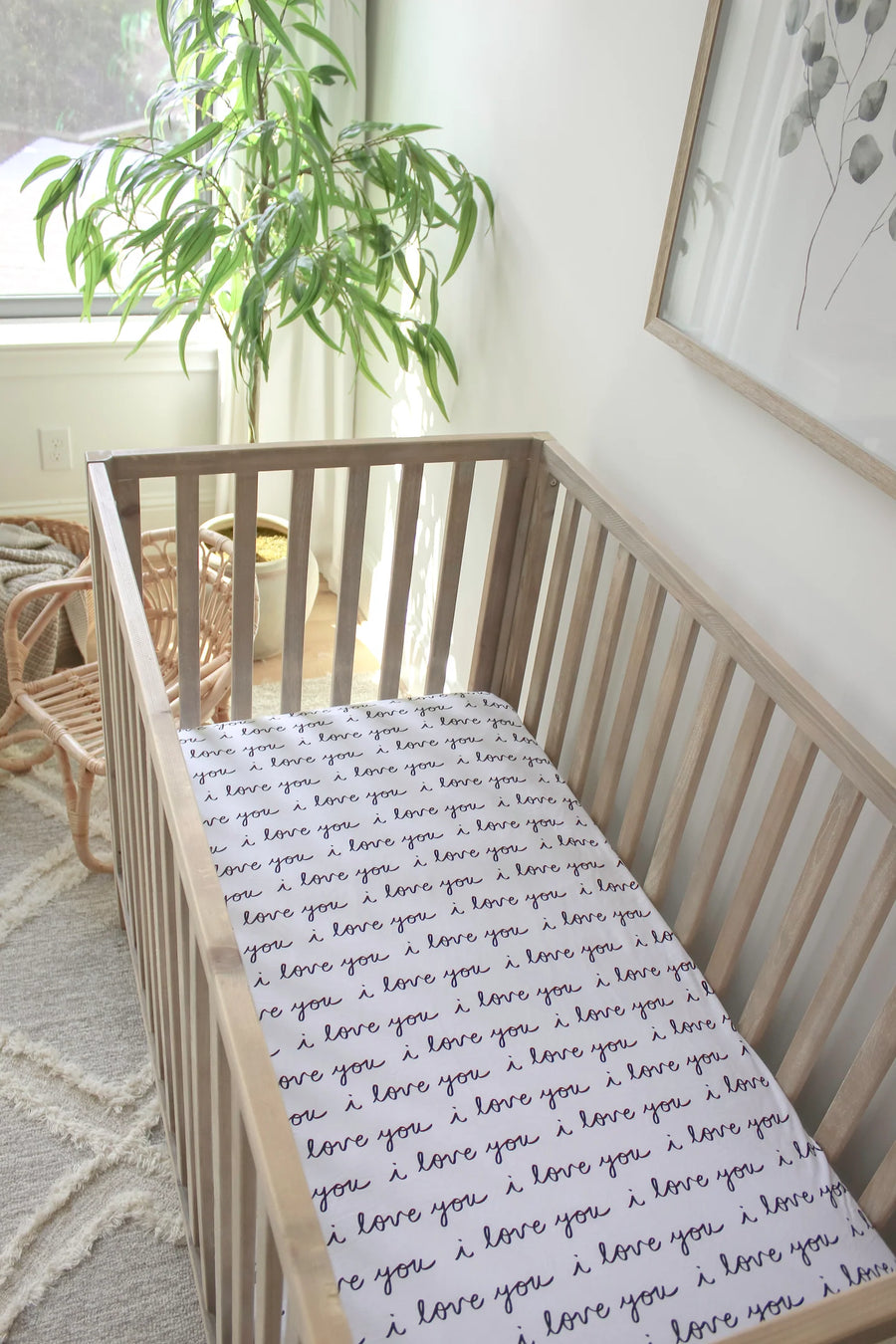 "I Love You" Mini Crib Fitted Sheet