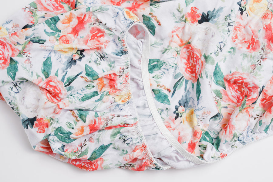 Pink Floral Fitted Crib Sheet Set