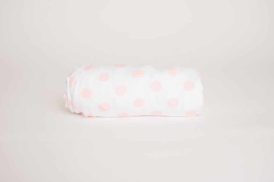 Pink Polka Dot Fitted Mini Crib Sheet