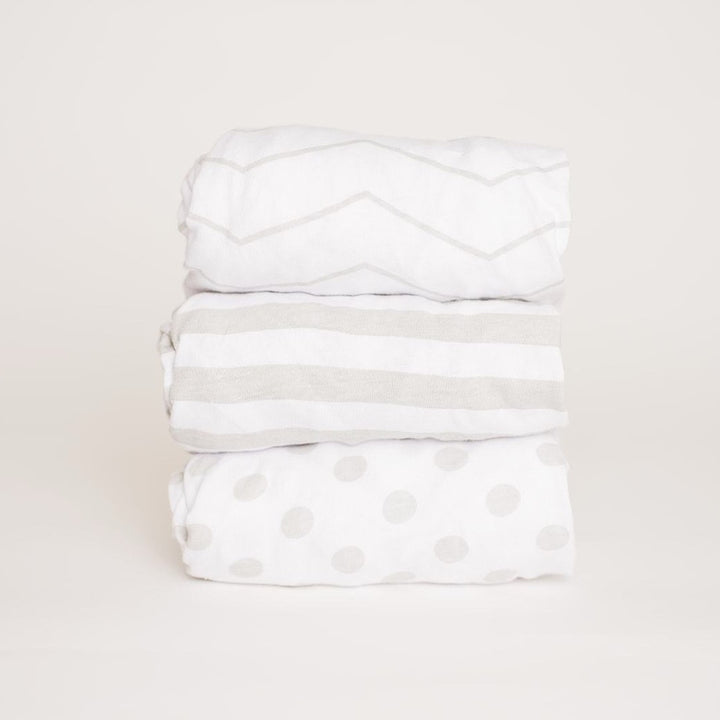 Gray Patterned Bassinet Fitted Sheet Set