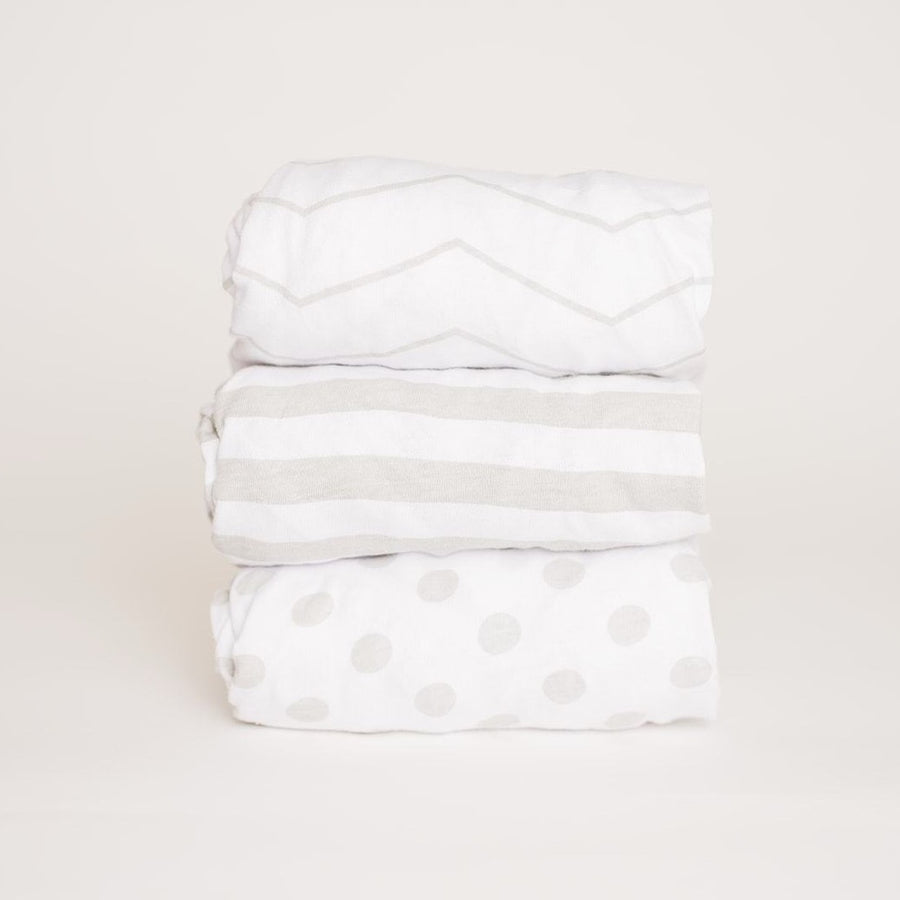 Gray Patterned Bassinet Fitted Sheet Set