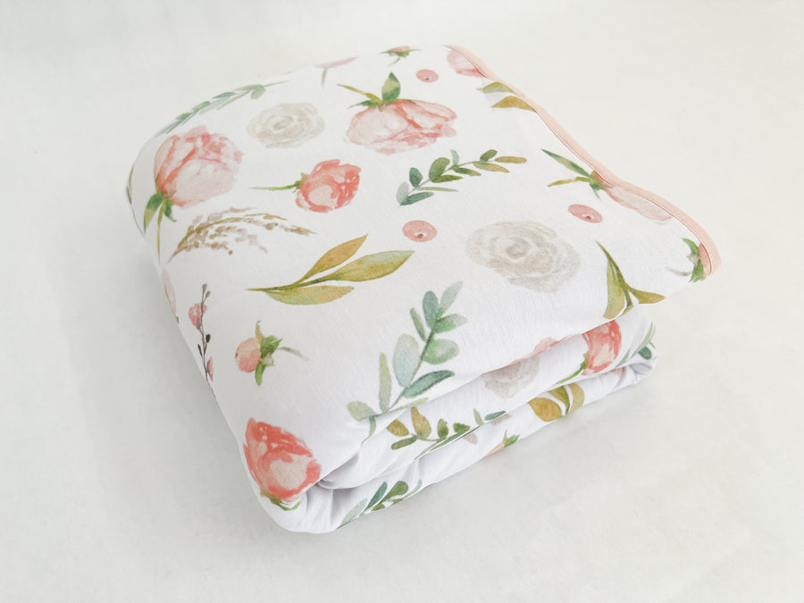Bamboo Quilted Blanket in Peony