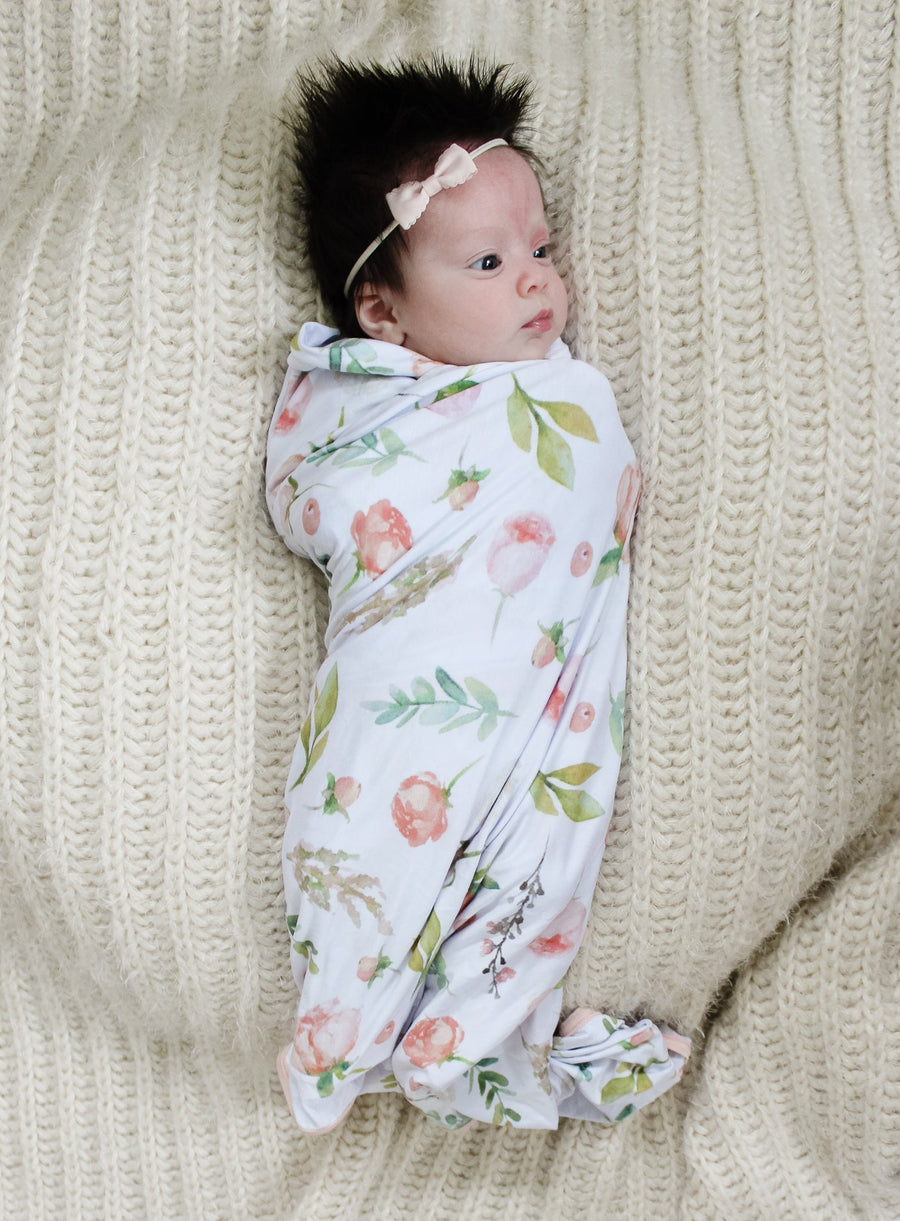 Bamboo Swaddle Blanket in Leafy Greens