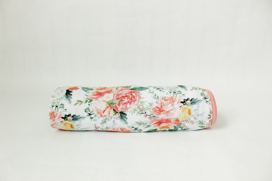 Bamboo Swaddle Blanket in Peonies and Roses