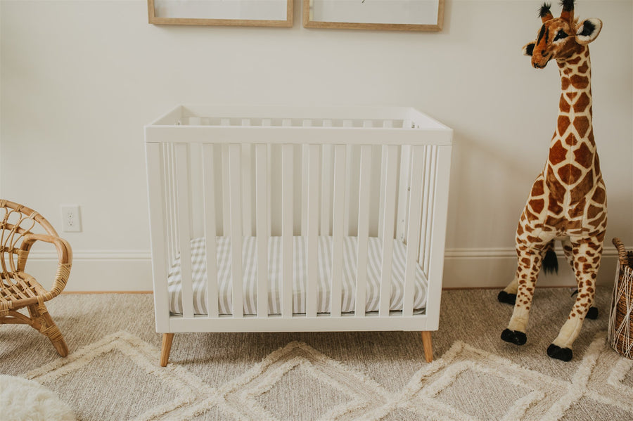 Gray Stripe Mini Crib Fitted Sheet
