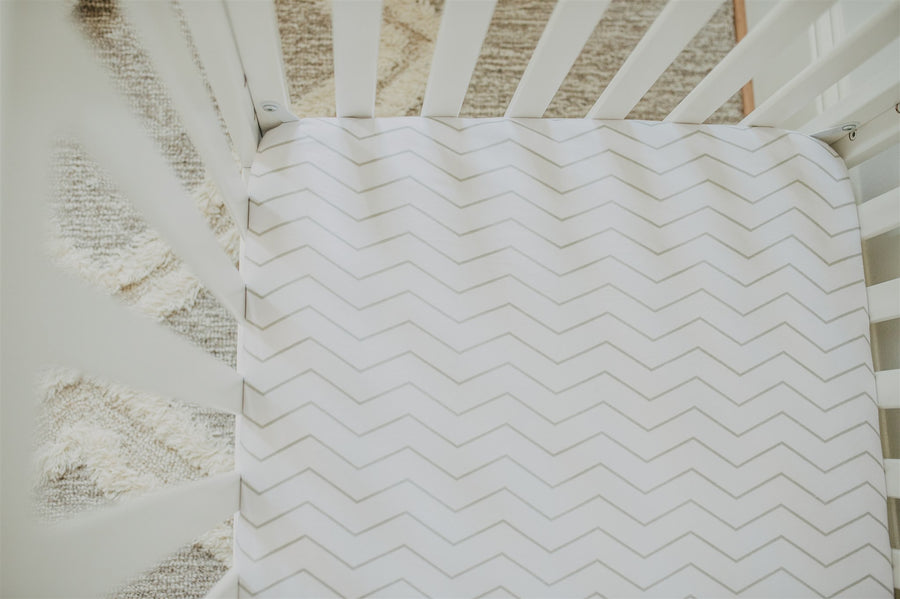 Gray Zigzag Fitted Crib Sheet