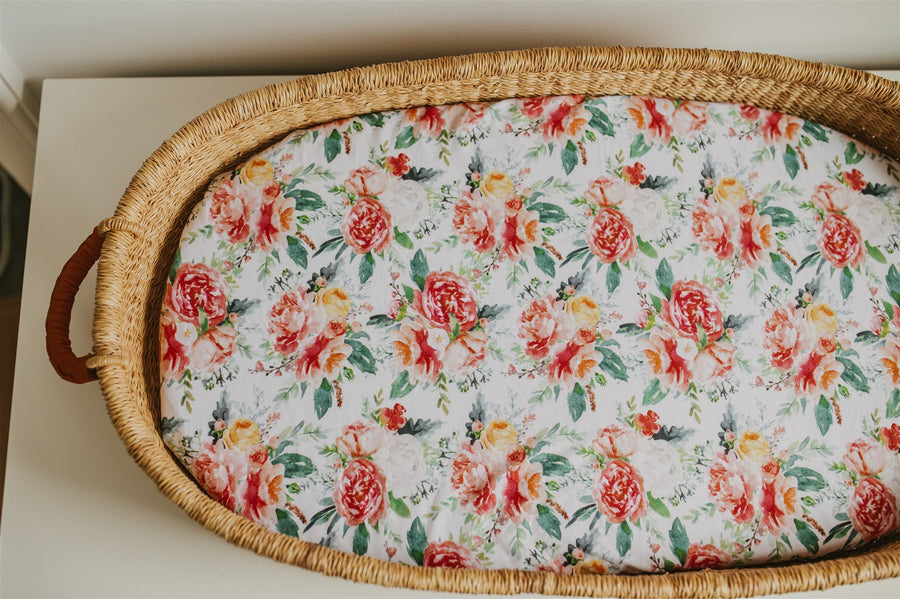 Peonies and Roses Changing Pad Cover