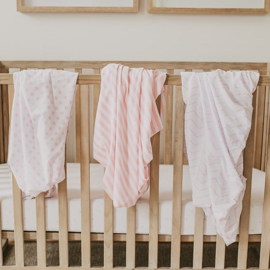 Pink Patterned Fitted Crib Sheets Set
