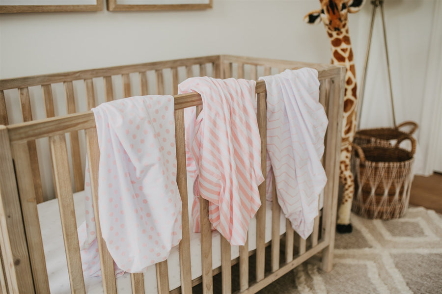 Pink Patterned Fitted Crib Sheets Set