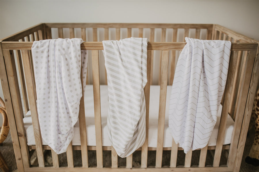 Gray Stripe Fitted Crib Sheet