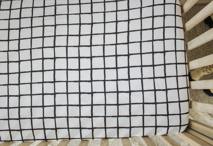 Modern Grid Fitted Crib Sheet