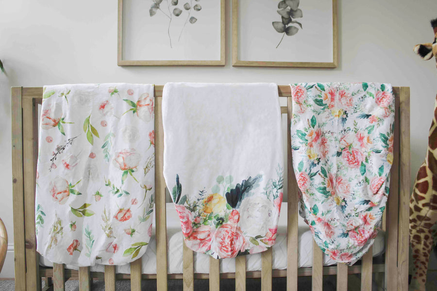 Pink Floral Fitted Crib Sheet Set