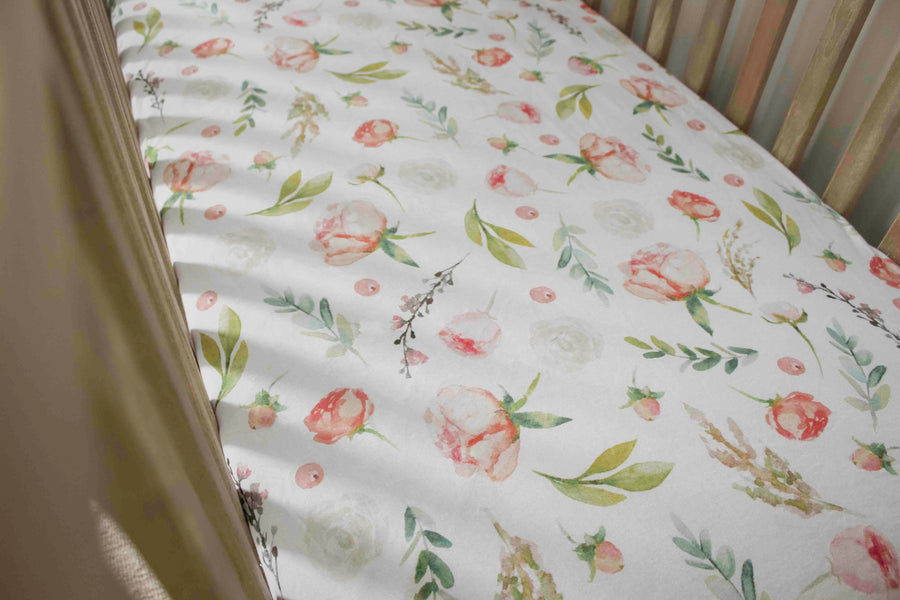 Pink Floral Fitted Crib Sheets Set Pack Cotton Crib Sheets